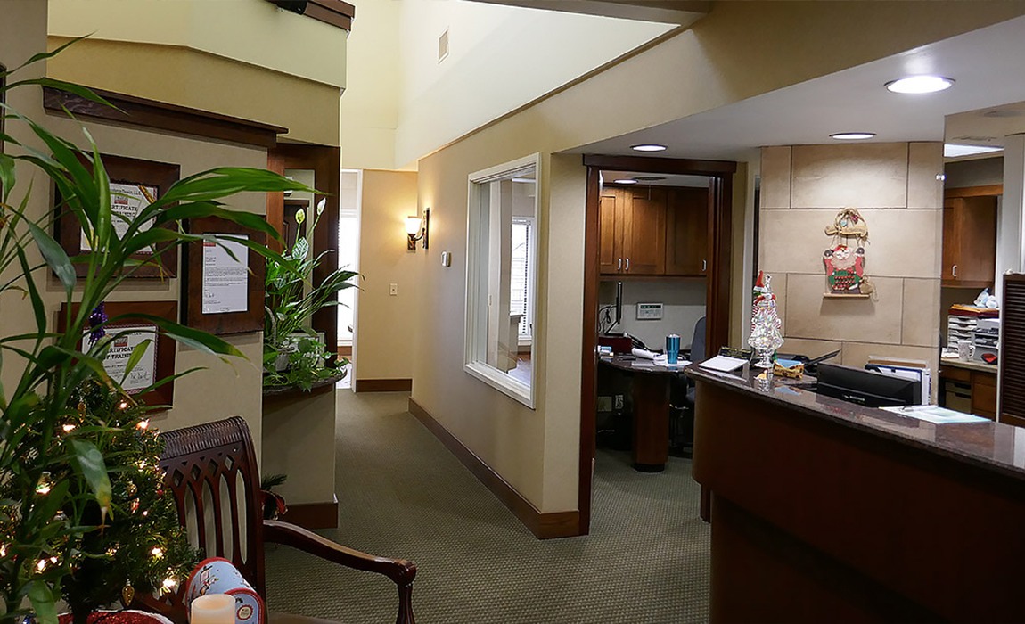 Hallway to dental treatment rooms