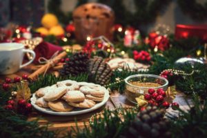 trays of food on a decorated table